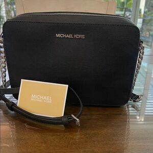 Michael Kors Large Crossbody Leather Black MK